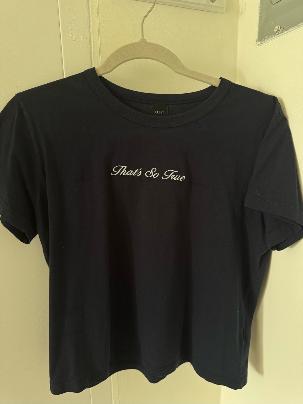 LESET The Margo Tee in Navy with Gracie Abrams Embroidery
